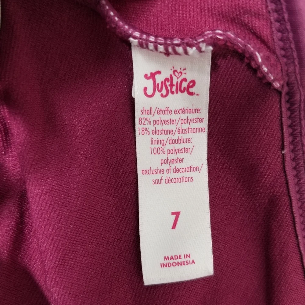 Justice Crochet Racerback One Piece Swimsuit Maroon Tye-Dye Sz 7